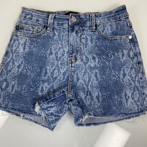 Judy Blue LA Denim‎ Shorts Women's Size S Blue Snake Print Frayed Hem